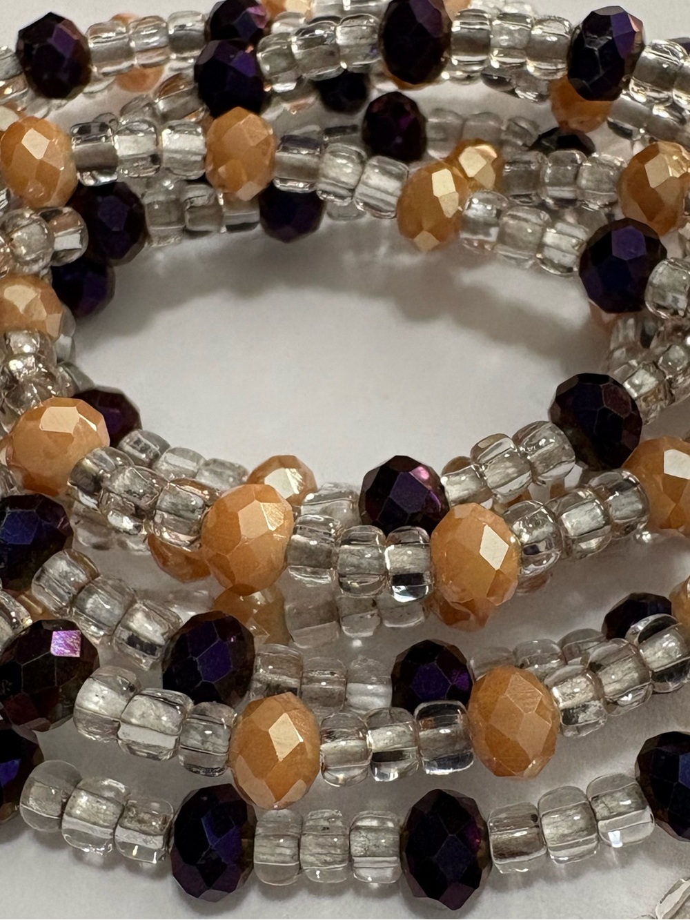 “Royalty ME” Faceted Purple & Peach Waistbeads ~ Take me to the beach - Picture 5 of 6